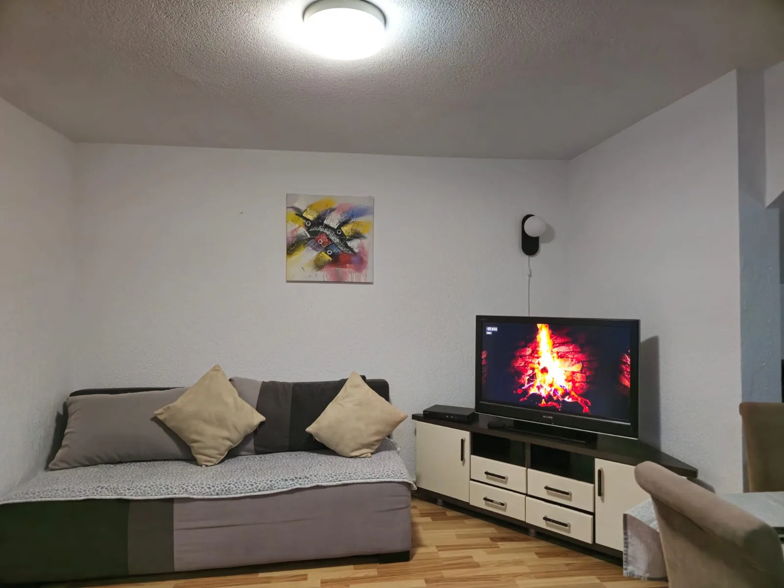 Living room with sofa and television in Apartment 1